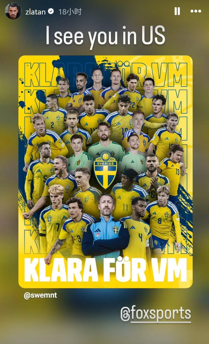 开云登录网址入口-来自前辈的认可,伊布祝贺瑞典进军世界杯:伙计们,美国见